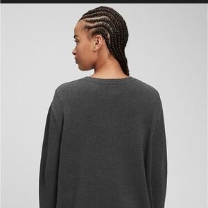 NWOT GAP 100% Cotton Slouchy Tunic Heather Charcoal Crew Neck Sweater Sz Large